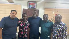 Emile Heskey (third) visits Ghana Premier League club Medeama SC