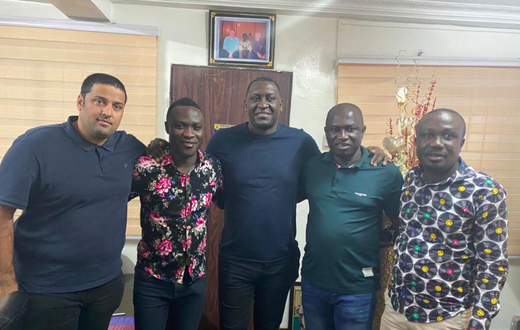 Emile Heskey (third) visits Ghana Premier League club Medeama SC