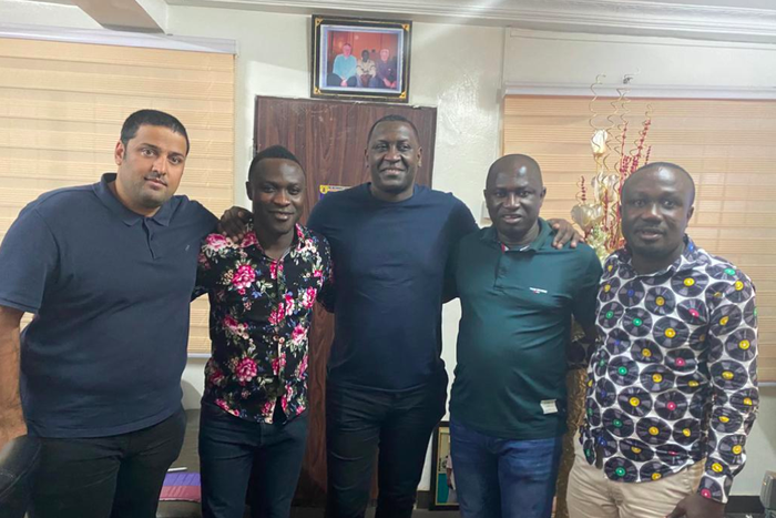 Emile Heskey (third) visits Ghana Premier League club Medeama SC