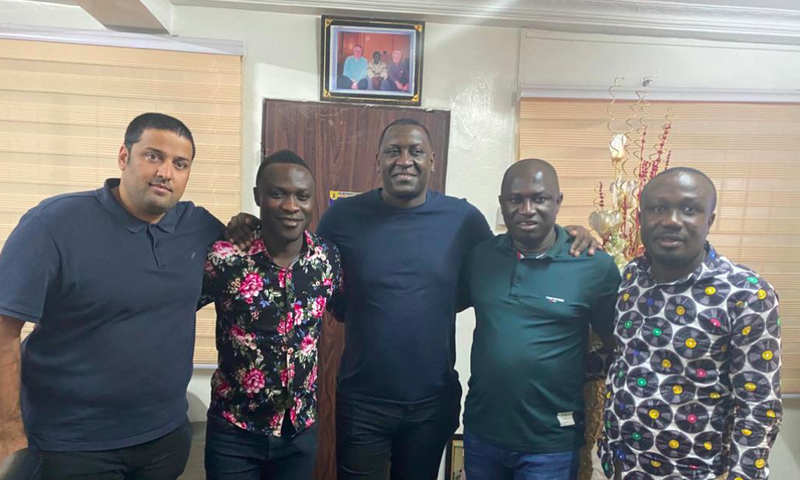 Emile Heskey (third) visits Ghana Premier League club Medeama SC