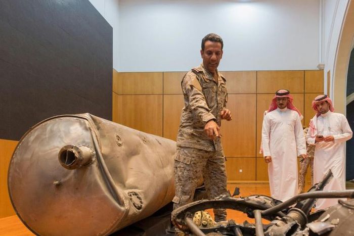 Saudi air defences intercepted ballistic missiles late on March 28, leaving at least two civilians wounded in the capital that is under curfew to curb the spread of the coronavirus