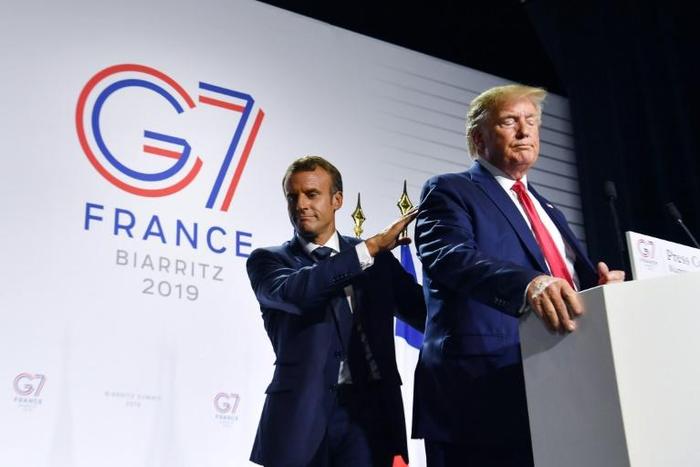 US President Donald Trump and French President Emmanuel Macron discussed the French tax on technology giants at a G7 Summit in August