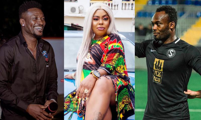 Asamoah Gyan, Afia Schwarzenegger and Michael Essien