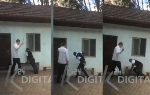 Restaurant boss flogs smartly dressed waiter for coming to work late (video)
