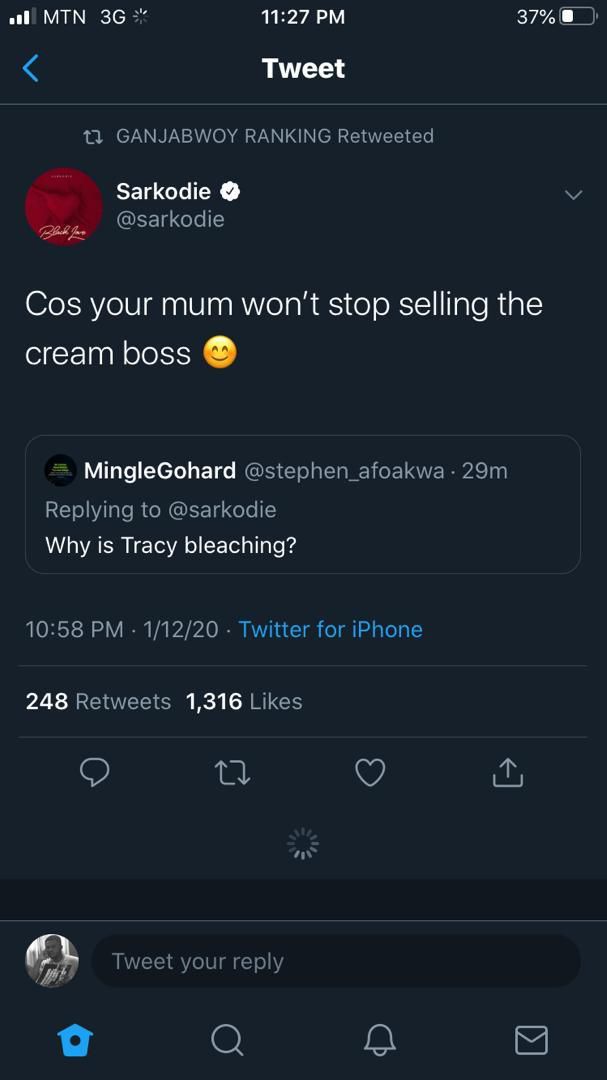 Sarkodie jabs Twitter user for asking if his wife is bleaching