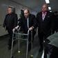 Disgraced Hollywood mogul Harvey Weinstein looked frail as he was helped into the courtroom using a walking frame