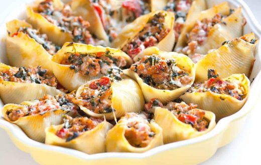 Sausage Stuffed Shells with Spinach