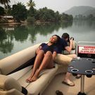 Yvonne Nelson and Jamie Roberts on a yacht ride