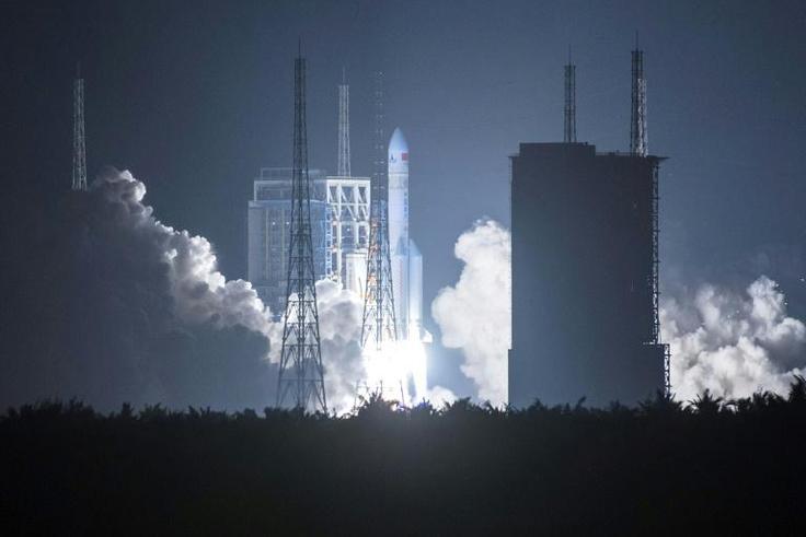 China's launch of its first Long March 5 rocket in November 2016 (pictured) was a leap forward for its ambitious space programme