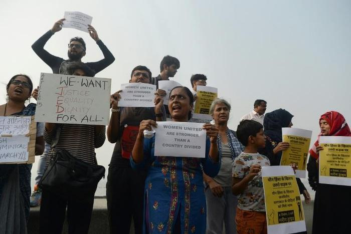 A protest in Mumbai against sexual assault in India. Police have long been criticised for not preventing violent crimes or for failing to bring cases to court