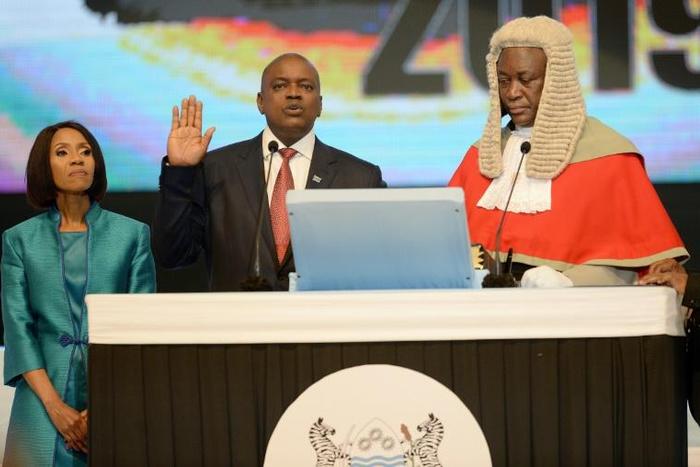 Victor: Mokgweetsi Masisi is sworn in as president after winning the October 23 elections