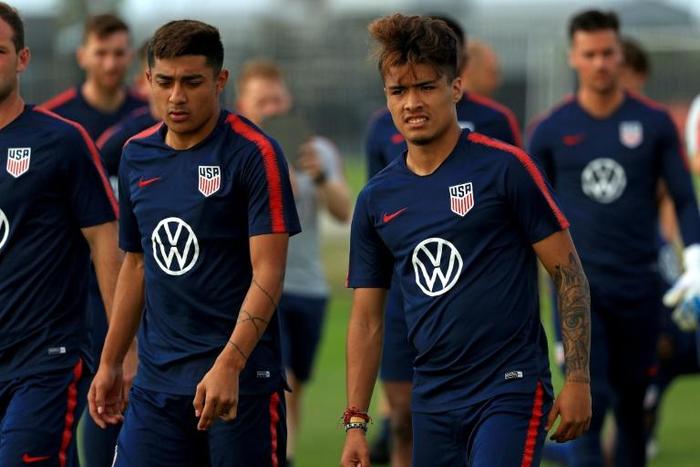 US teen striker Ulysses Llanez, in front at right, scored on a penalty kick in the 50th minute to give the Americans a 1-0 victory over Costa Rica on Saturday at Los Angeles in his international debut