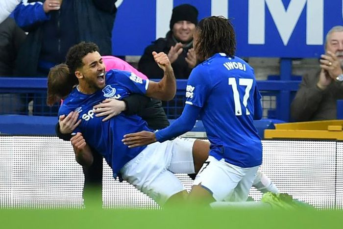 Dominic's double: Everton's Dominic Calvert-Lewin (second left) scored twice to secure a 2-1 win at Newcastle