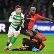 Celtic midfielder Ryan Christie (left) will be banned for three games after being punished for a crotch grab on Rangers' Alfredo Morelos