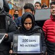 Dozens of journalists held a silent demonstration against the internet ban in Kashmir