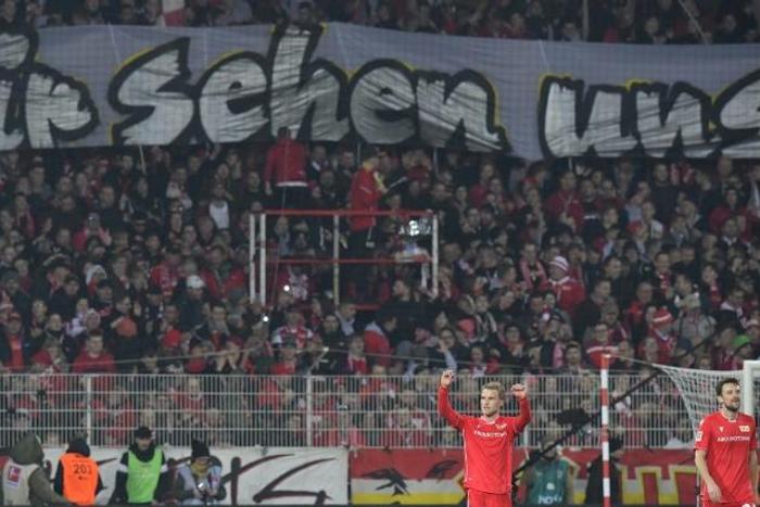 Sebastian Andersson, pictured here against Borussia Moenchengladbach last month, scored twice for Union Berlin to see off Cologne