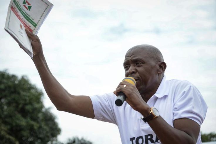 Opposition: Agathon Rwasa, pictured on the campaign trail during the referendum on constitutional change in 2018