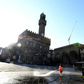 A municipal worker disinfects the Piazza della Signoria, in front of the Palazzo Vecchio, in Florence, on March, 21 2020, as part of measures taken by the Italian government to fight against the spread of the COVID-19 (novel coronavirus).