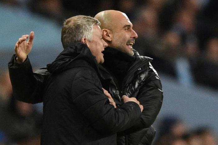 Manchester United manager Ole Gunnar Solskjaer (left) will go head-to-head with Manchester City boss Pep Guardiola this weekend