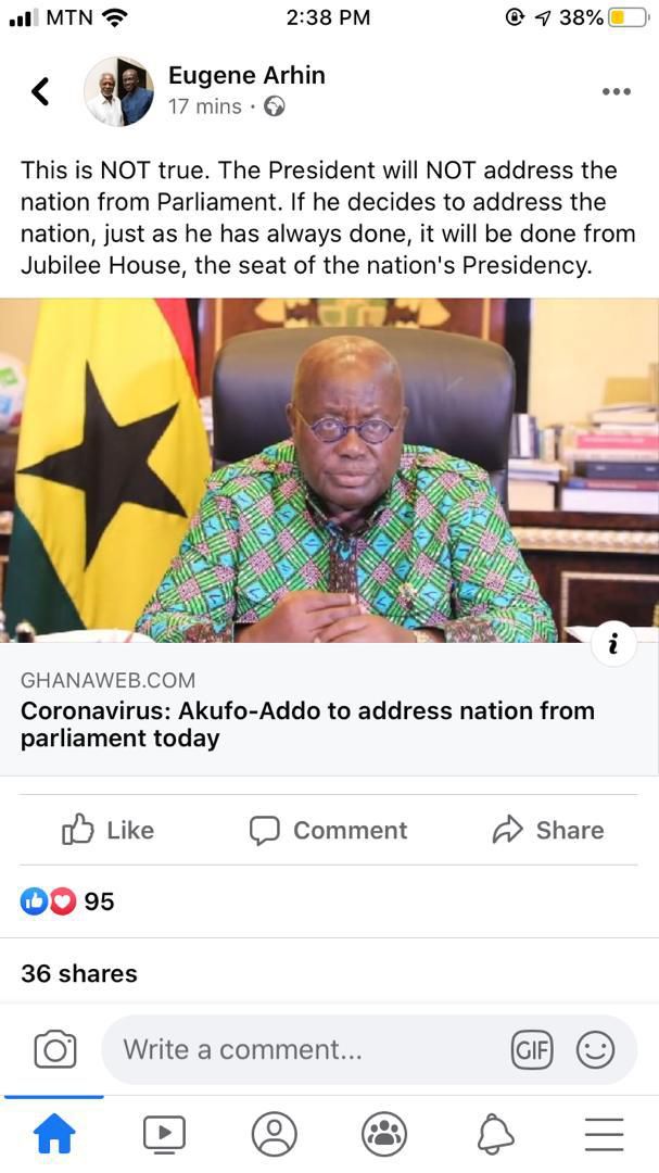 Eugene Arhin’s denial