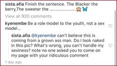 Sista Afia claps back at a fan advising her to be role model and not sex model