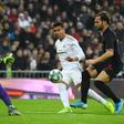 Casemiro scores Real Madrid's first goal in their win over Sevilla on Saturday.