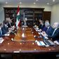 Lebanon's President Michel Aoun (C) headed talks with top officials on Saturday ahead of a cabinet meeting