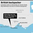 Map showing Victoria in Australia where a body was found on November 26, believed to be that of a missing British backpacker.