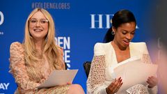Actress Dakota Fanning (L) and Susan Kelechi Watson attend the 77th Annual Golden Globe Awards nominations announcement at the Beverly Hilton hotel in Beverly Hills on December 9, 2019