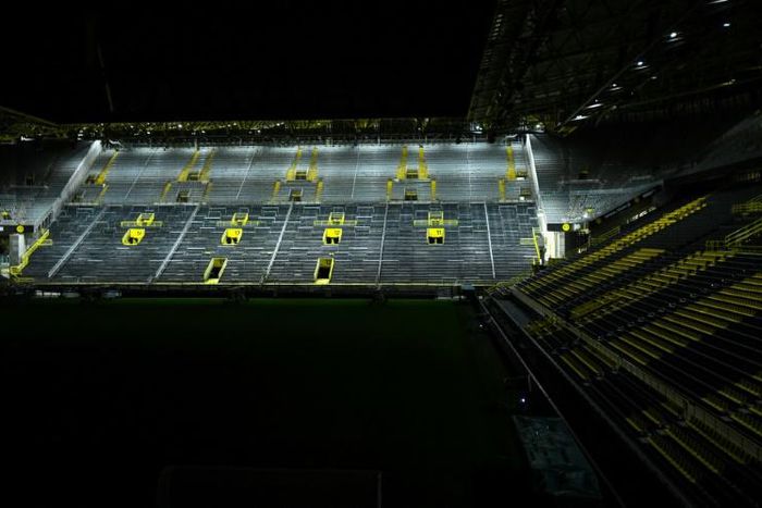 The empty Signal Iduna Park stadium is being partially transformed into a medical centre