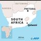A map of South Africa locating the fatal accident when a bus plunged into a ravine