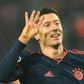 Bayern Munich forward Robert Lewandowski celebrates scoring four goals in 15 minutes in Tuesday's 6-0 win at Red Star