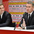 Meet the boss: Monaco's new coach Robert Moreno (left) with the club's president Oleg Petrov