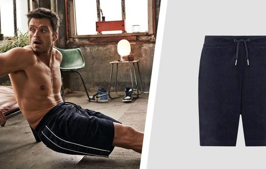 Get Sebastian Stan’s Sporty Velvet Shorts