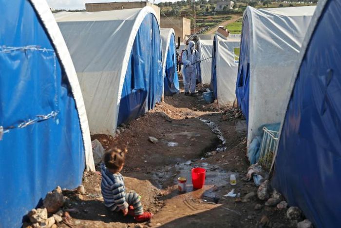The hundreds of thousands of displaced civilians living in camps in rebel-held northwestern Syria do their best to protect themselves against the coronavirus but the tightly spaced tents and intermittent water supply make it difficult
