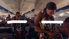 Despite's son propose to his girlfriend on a plane
