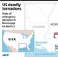 Map of the US state of Mississippi where least six people were killed in tornadoes on Sunday