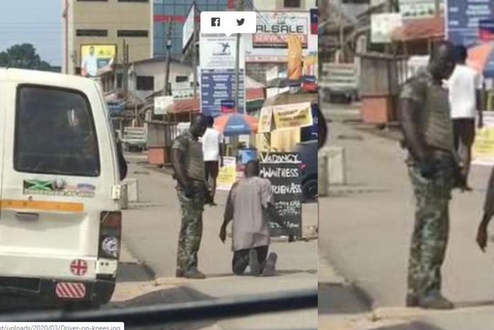 Soldier orders driver to walk on his knees for flouting lockdown directives (Video)