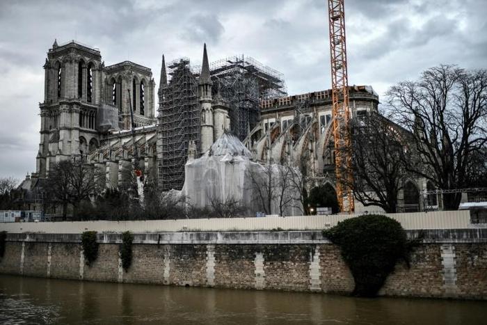 A view of the Notre-Dame Cathedral in Paris on December 26, more than eight months after it was ravaged by a devastating fire
