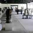 In this file photo taken on March 29, 2008 Brazilian artist Francisco Brennand poses next to his sculptures in his "Office" in Recife, northeast Brazil