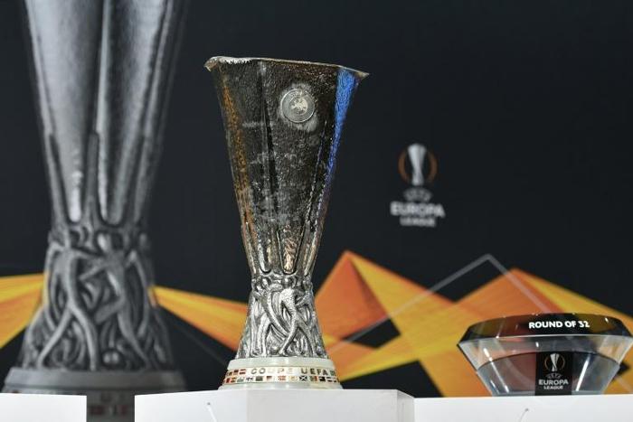 The UEFA Europa League trophy pictured ahead of the draw for the last 32