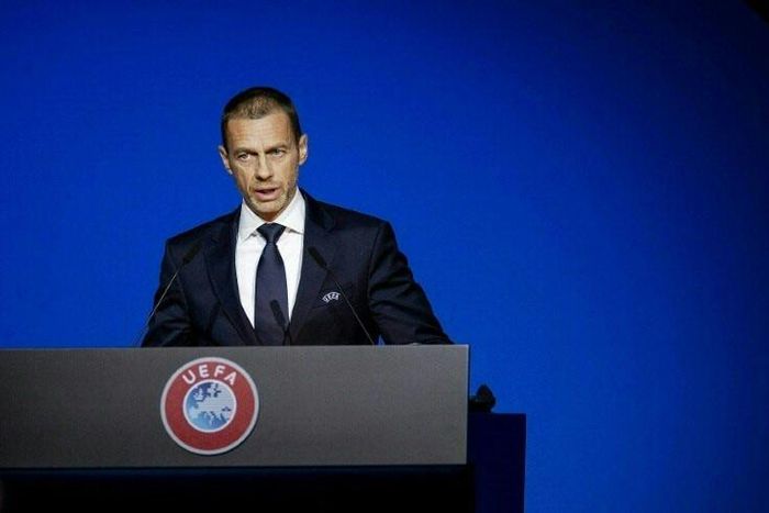 UEFA president Aleksander Ceferin speaks during the UEFA Congress in Amsterdam in March