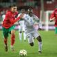 Moroccans Achraf Hakimi (L) and Adel Taarabt contest possession with Mauritanian Moustapha Diaw during an Africa Cup of Nations qualifier in Rabat