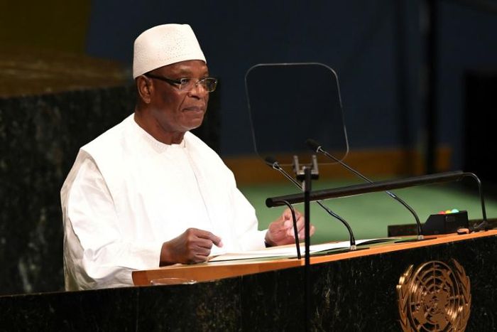 Malian President Ibrahim Boubacar for the first time said his government had been in contact with jihadist rebels (file picture)