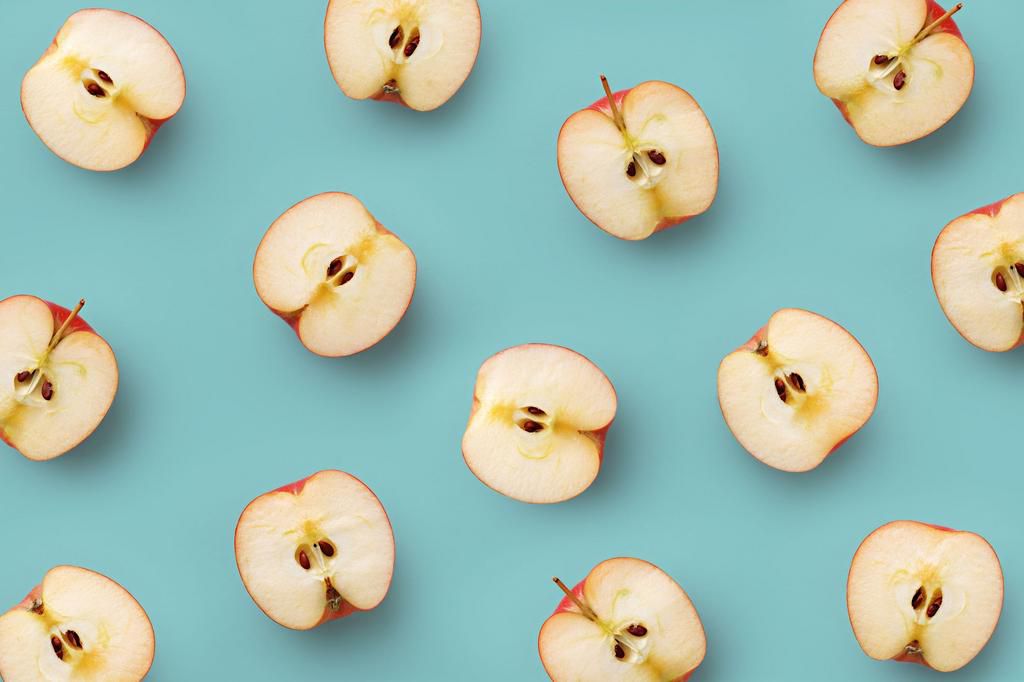 High Angle View Of Fruits Against Blue Background