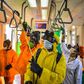 Cleaning staff disinfect a metro carriage in Addis Ababa -- Ethiopia announced its first COVID-19 death Sunday