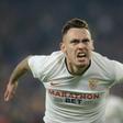 Lucas Ocampos celebrated Sevilla's equaliser but they could not find a winning goal against Athletic Bilbao
