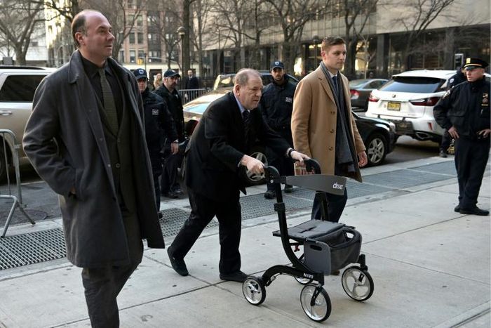 Harvey Weinstein (C), shown  arriving at the Manhattan Criminal Court on January 24, 2020, faces life imprisonment if convicted of predatory sexual assault charges related to two women