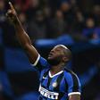 Striker's salute: Inter Milan's Romelu Lukaku celebrates after opening the scoring