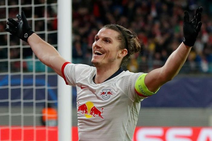 Marcel Sabitzer scored twice as Leipzig knocked Tottenham out of the Champions League